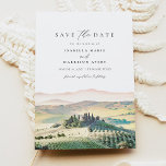 Wasserfarbe Toskana Italien Skyline Save the Date Einladung<br><div class="desc">Diese Hochzeit in Urlaubsort zeigt Save the Date eine Aquarellmalerei der Toskana,  Italiens Skyline. Editieren Sie einfach *most* um Ihren Wünschen gerecht zu werden und fügen Sie Ihr eigenes Foto oder Fotos mit Ihrer Hochzeitswebsite zur Rückseite hinzu.</div>