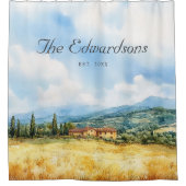 Wasserfarbe Toskana Name Mittelmeer Duschvorhang (Vorderseite)