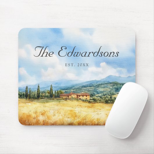 Wasserfarbe Toskana Name Mittelmeer Mousepad (Mit Mouse)