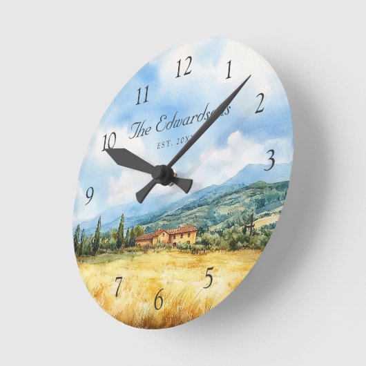 Wasserfarbe Toskana Name Mittelmeer Runde Wanduhr (Winkel)