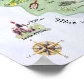 Wasserfarbe Toskana - Sehenswürdigkeit Karte Poster (Ecke)