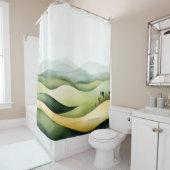 Wasserfarbe Traditionelle japanische Landschaft Duschvorhang (Beispiel)