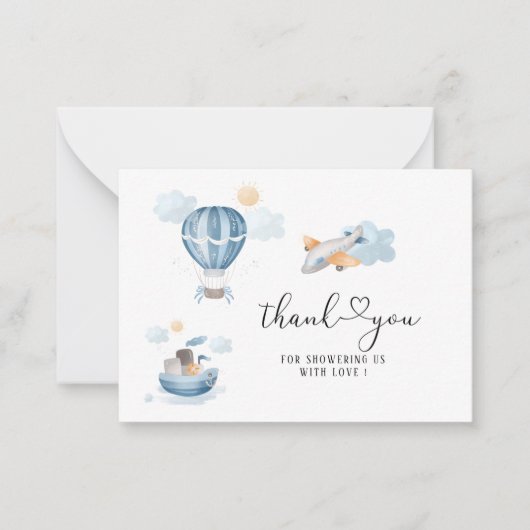 Wasserfarbe Transport Babydusche danke Mitteilungskarte (Vorderseite)