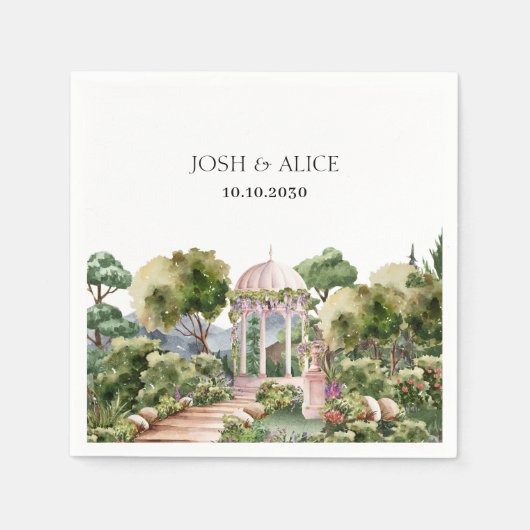 Wasserfarbe Traumgrüner Garten elegant Serviette (Vorderseite)