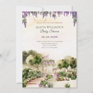 Wasserfarbe Traumgrüner Garten elegante Babydusche Einladung