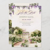 Wasserfarbe Traumgrüner Garten Elegante Hochzeit Save The Date (Vorne/Hinten)