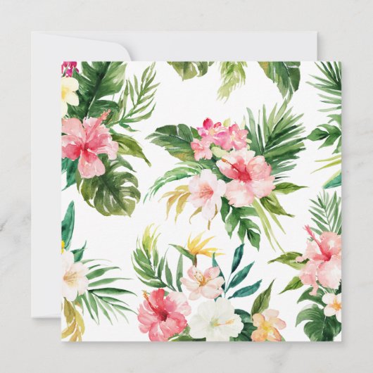 Wasserfarbe Tropenblumen Save the Date (Rückseite)