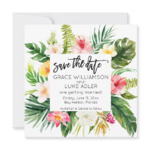 Wasserfarbe Tropenblumen Save the Date