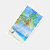 Wasserfarbe Tropical Island Beach Palm Tree Serviette (Ecke)