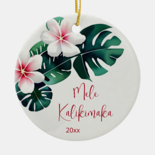 Wasserfarbe Tropical Mele Kalikimaka Familienfot Keramik Ornament