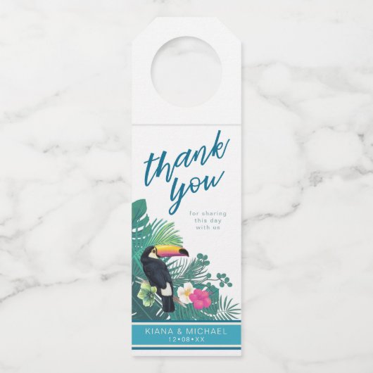 Wasserfarbe Tropical Vielen Dank Aquamarin ID577 Flaschenanhänger (Vorderseite)