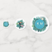 Wasserfarbe Tropisch mit Toucan Aquamarin ID577 Konfetti (Vorderseiten)