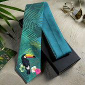 Wasserfarbe Tropisch mit Toucan Aquamarin ID577 Krawatte