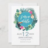 Wasserfarbe Tropisch mit Toucan Aquamarin ID577 Save The Date (Vorderseite)