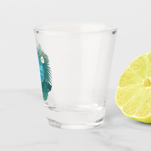Wasserfarbe Tropisch mit Toucan Aquamarin ID577 Schnapsglas (Rechts)