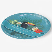 Wasserfarbe Tropisch mit Toucan Vielen Dank Aquama Pappteller (Schrägansicht)