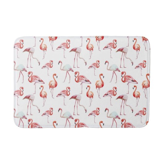 Wasserfarbe Tropisch rosa Flamingo Badematte (Vorderseite)