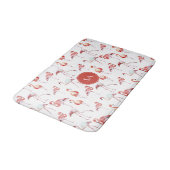 Wasserfarbe Tropisch rosa Flamingo Badematte (Schrägansicht)