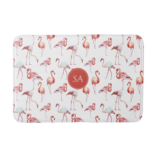 Wasserfarbe Tropisch rosa Flamingo Badematte (Vorderseite)