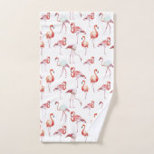Wasserfarbe Tropisch rosa Flamingo Badhandtuch Set (Handtuch)
