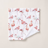 Wasserfarbe Tropisch rosa Flamingo Badhandtuch Set (Waschlappen)