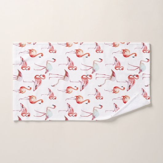 Wasserfarbe Tropisch rosa Flamingo Badhandtuch Set (Handtuch)