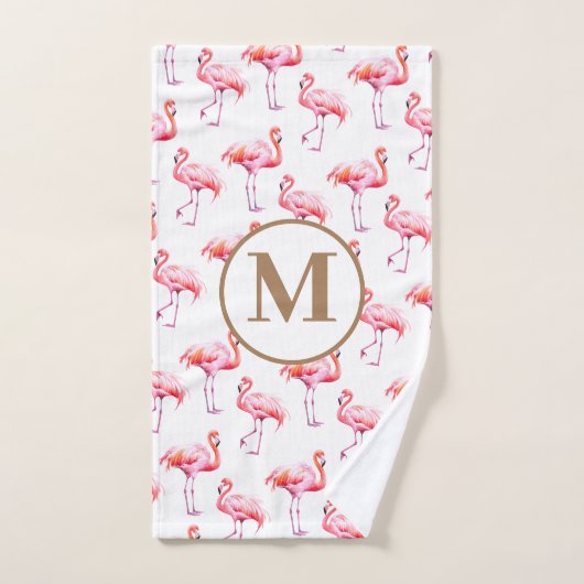 Wasserfarbe Tropisch rosa Flamingo | Benutzerdefin Badhandtuch Set (Handtuch)