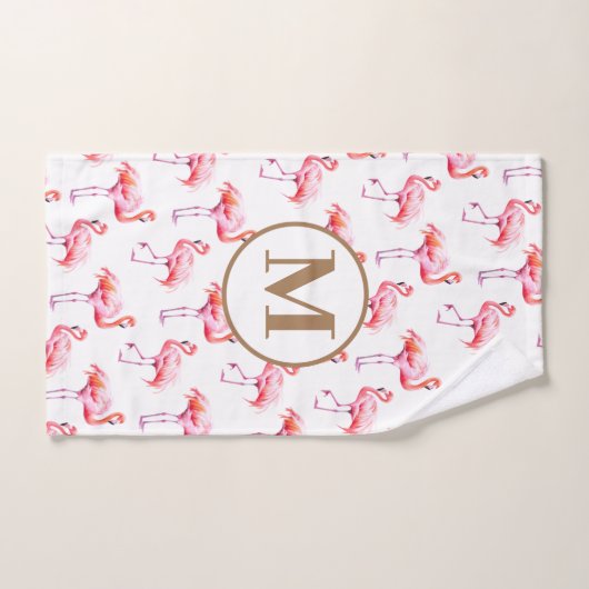 Wasserfarbe Tropisch rosa Flamingo | Benutzerdefin Badhandtuch Set (Handtuch)