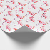 Wasserfarbe Tropisch rosa Flamingo Geschenkpapier (Ecke)
