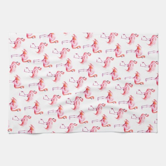 Wasserfarbe Tropisch rosa Flamingo Geschirrtuch (Horizontal)