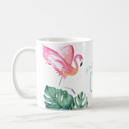 Wasserfarbe Tropisch rosa Flamingo Kaffeetasse (Links)