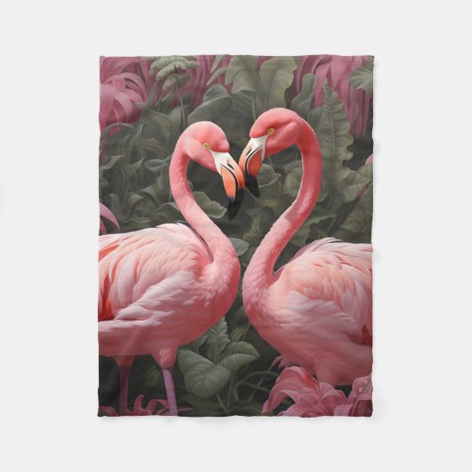 Wasserfarbe Tropisch rosa Flamingo Romance Fleecedecke (Vorderseite)