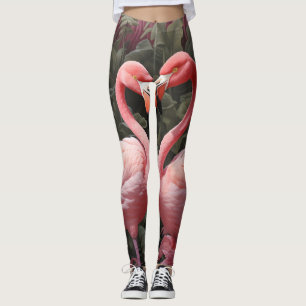 Wasserfarbe Tropisch rosa Flamingo Romance Leggings