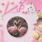 Wasserfarbe Tropisch rosa Flamingo Romance Pappteller (Party)