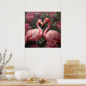 Wasserfarbe Tropisch rosa Flamingo Romance Poster (Küche)