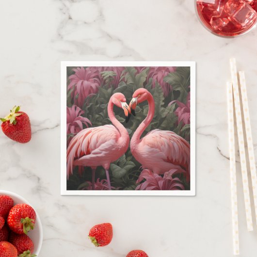 Wasserfarbe Tropisch rosa Flamingo Romance Serviette (Beispiel)