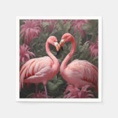 Wasserfarbe Tropisch rosa Flamingo Romance Serviette (Vorderseite)