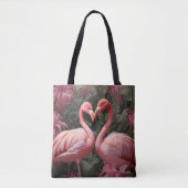 Wasserfarbe Tropisch rosa Flamingo Romance Tasche (Vorderseite)
