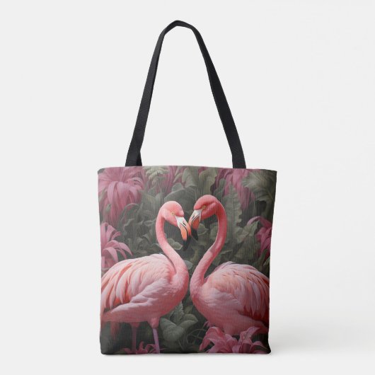 Wasserfarbe Tropisch rosa Flamingo Romance Tasche (Rückseite)