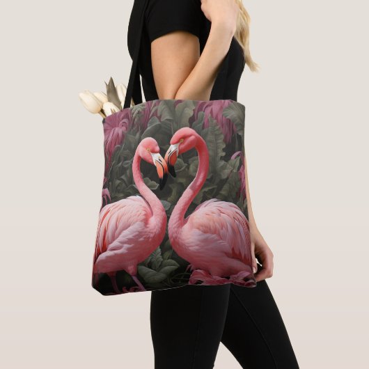 Wasserfarbe Tropisch rosa Flamingo Romance Tasche (Von Nahem)