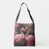 Wasserfarbe Tropisch rosa Flamingo Romance Tragetaschen Mit Langen Trägern (Rückseite)
