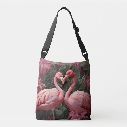 Wasserfarbe Tropisch rosa Flamingo Romance Tragetaschen Mit Langen Trägern (Vorderseite)