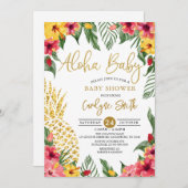 Wasserfarbe tropische Ananas Baby-Dusche Einladung (Vorne/Hinten)