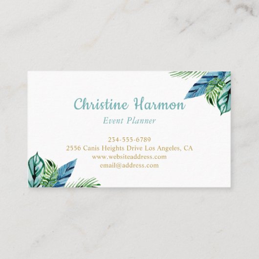 Wasserfarbe Tropische Ananas Beach Visitenkarte (Rückseite)