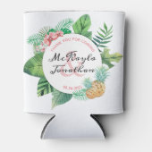 Wasserfarbe Tropische Ananas Orchidee Gastgeschenk Dosenkühler (Vorderseite)