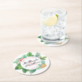 Wasserfarbe Tropische Ananas Orchidee Gastgeschenk Runder Pappuntersetzer (Vor Ort)