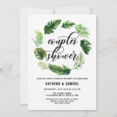 Wasserfarbe Tropische Blätter Wreath Paare Dusche Einladung (Vorderseite)