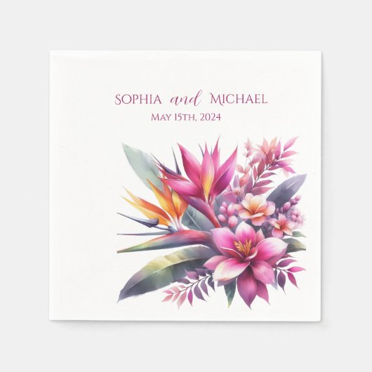 Wasserfarbe Tropische Bliss-Hochzeit - Napkins Serviette (Vorderseite)