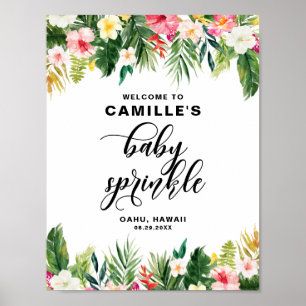 Wasserfarbe Tropische Blume Baby Sprinkle Willkomm Poster