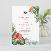 Wasserfarbe Tropische Blume Grüne Abschluss Einladung (Stehend Vorderseite)